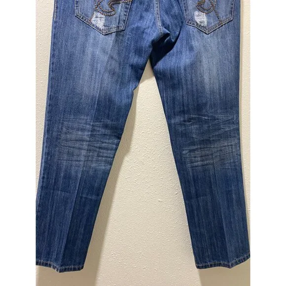 Carbon Black Distressed Jeans Mens 34x30 Blue Ripped Destroyed Denim 100% Cotton - Picture 10 of 15